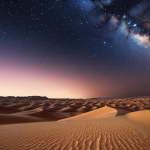 **

A vast desert landscape under a twinkling night sky. Imagine shimmering stars and the feeling of immense space, inspired by classic Arabic poetry.  Focus on capturing a sense of wonder and the beauty of the natural world, using colors reminiscent of the Arabian desert.

**
