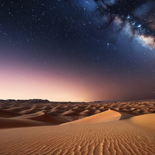 **

A vast desert landscape under a twinkling night sky. Imagine shimmering stars and the feeling of immense space, inspired by classic Arabic poetry.  Focus on capturing a sense of wonder and the beauty of the natural world, using colors reminiscent of the Arabian desert.

**